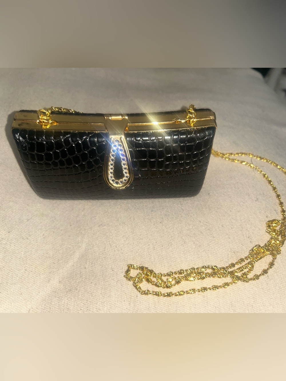 Minaudière Faux Alligator Jeweled Clutch/ Evening Bag